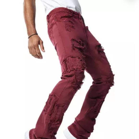 Men's Flared Stacked Ripped Flare Jeans- Grindhouse